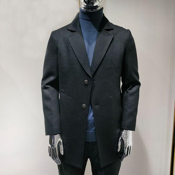 

men's wool & blends high end coat autumn / winter 2021 black woolen turtleneck fashionable top