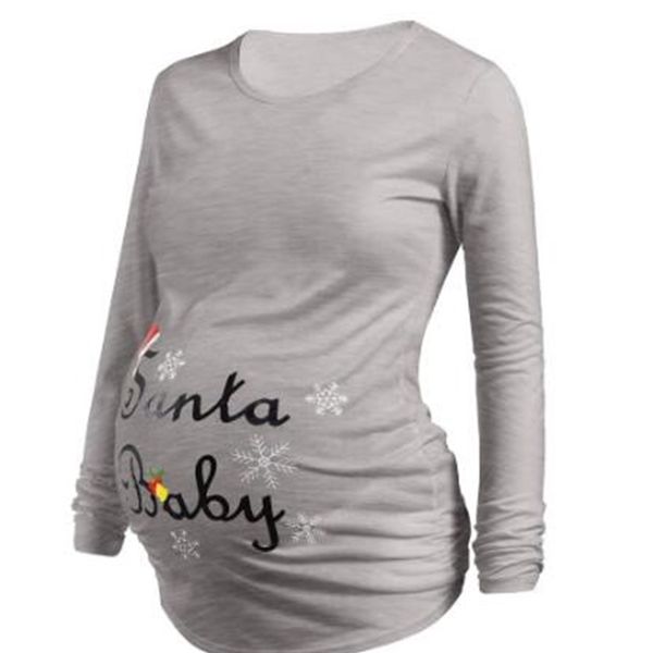 

christmas pregnant women long sleeve letter printed t-shirt pregnancy pregnancy clothes lj201120, White