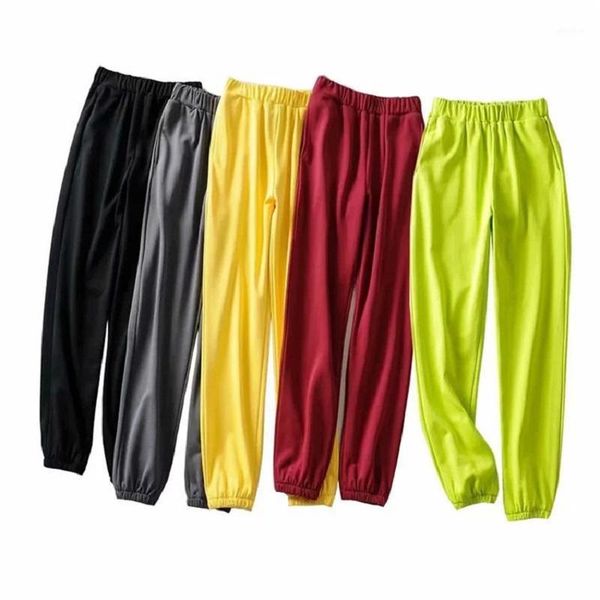 

autumn women casual sweatpants 2021 elastic waist high waist loose trousers female pants joggers women full streetwear pants1, Black;white