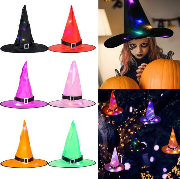 

decoration led lights witch hats costume halloween cosplay props masquerade wizard glowing magic hat home garden decor
