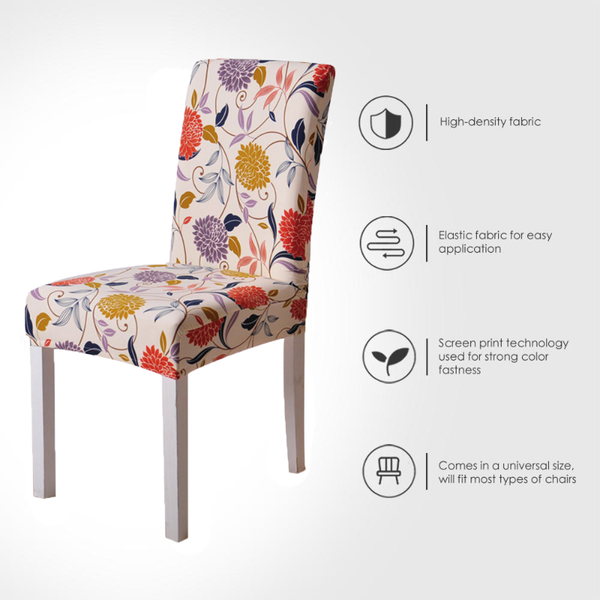 

chair covers printed cover dining seat banquet party restaurant elastic for 1/2/3/4 seats