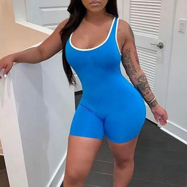 

summer sleeveless playsuit 2020 fashion fitness gym skinny sportswear playsuits, Black;white