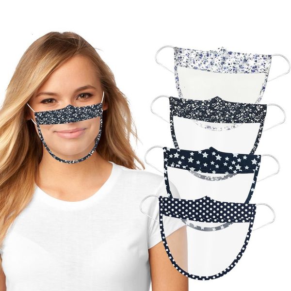 

washable mask women for face masks transparent plastic print lip reading mouth mask faceshield face covering