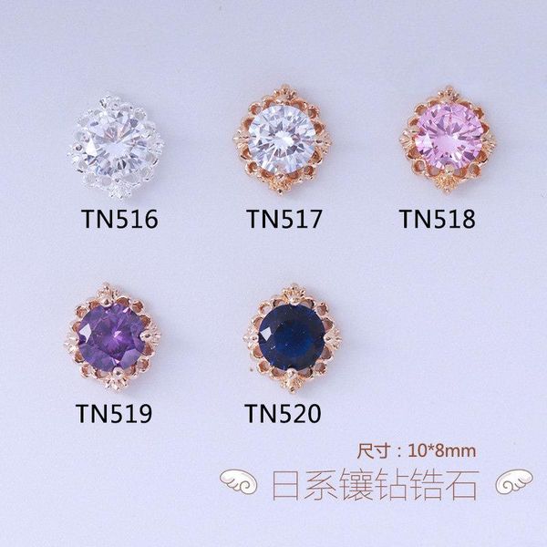 

nail art decorations 10pcs/lot 3d alloy round zircon gold silver pink metal manicure accessories for diy nails charms, Silver;gold
