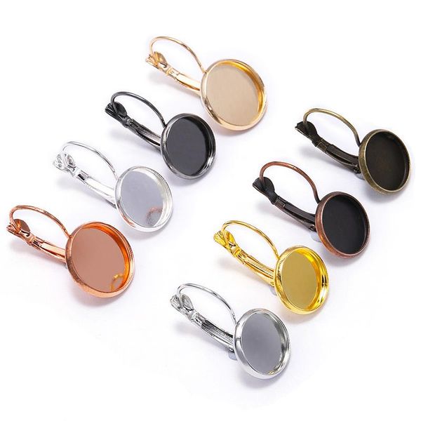 

8 10 12 14 16 18 20 25 mm french lever cabochon earring setting blank earring base cameo bezels tray for q sqcpzv, Black