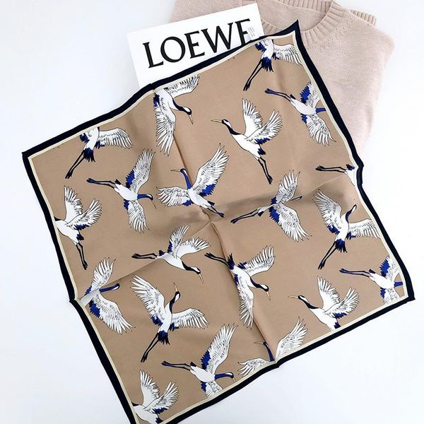 

scarves 2021 fashion 100% silk headband animal winter hijab fashionable type of ins headdress for women in south korea, Blue;gray