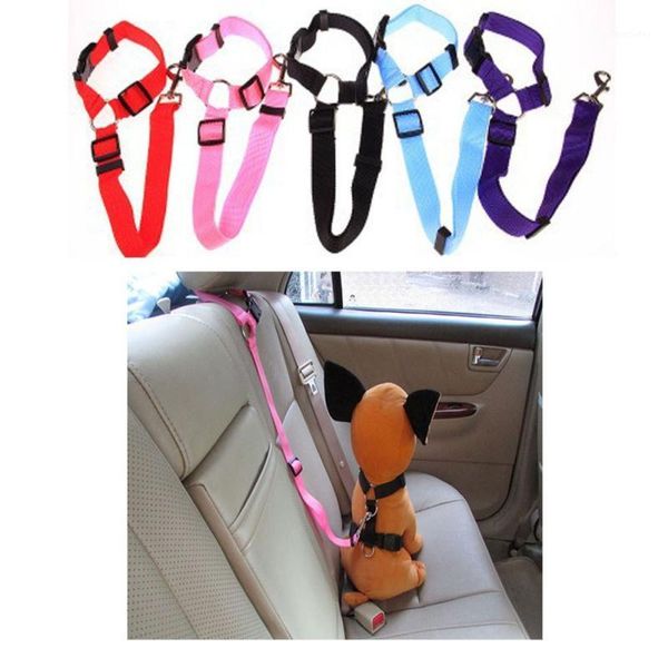 

dog collars & leashes 2 piece set restraint vehicle seat belt harness cat safety adjustable nylon fabri strap car headrest restraint1