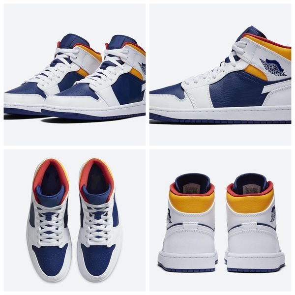 

authentic quality 1 og mid designer basketball shoes royal blue laser orange men women 1s i sports sneakers trainers 554724-131 with box