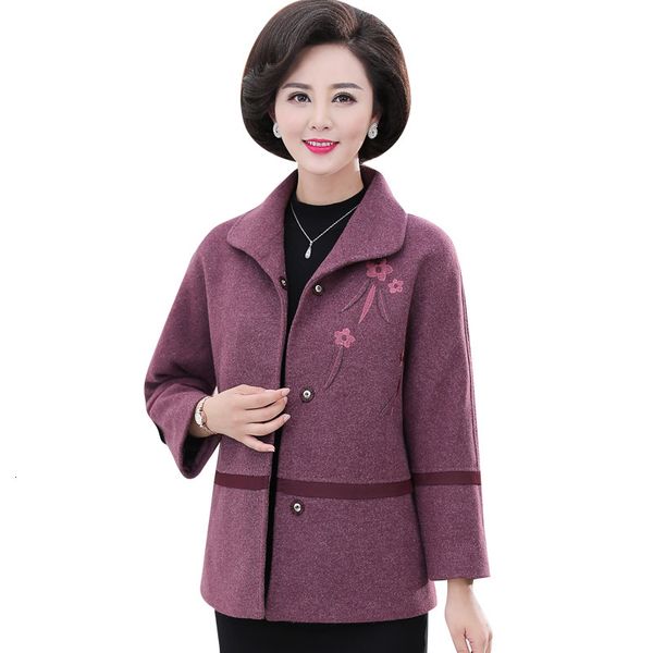 

2021 new blended woolen jackets of middle-aged old ladies'coat only winter breasted wool outwear mother dressed k809 rgma, Black
