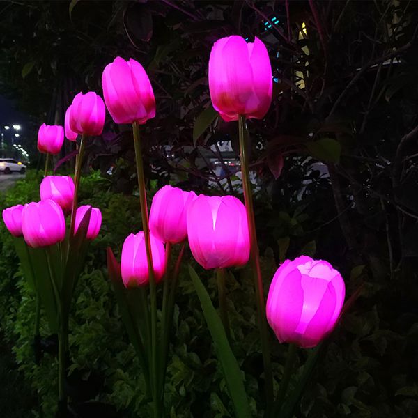 Solar IP66 Lâmpadas de Lâmpadas de Lâmpadas Luzes Tulipa Ao Ar Livre Flower LightSolar Garden para Jardim Paisagem Caminho Passarela Passarela