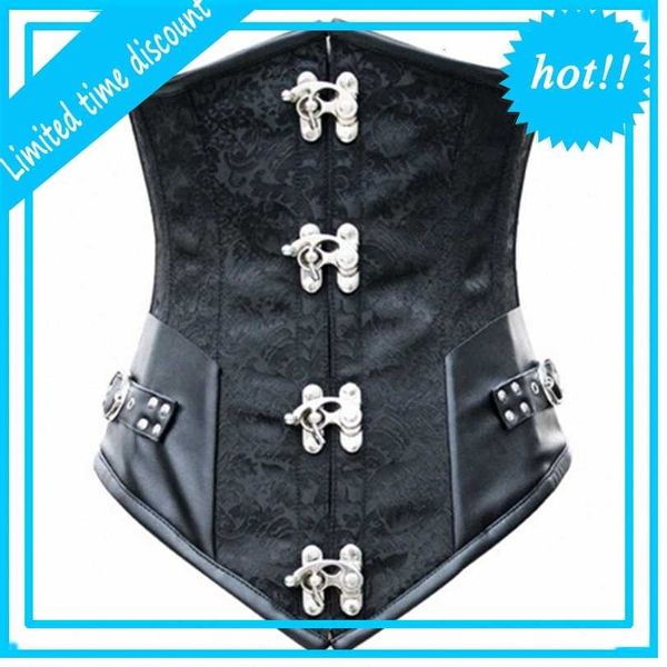 

corset lace up steel boned black steampunk corselet underbust xxl kv7l#, Black;white