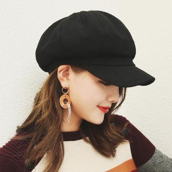 

wool hats for women 2020 fashion octagonal newsboy cap men ladies casual autumn winter beret british female visor caps, Blue;gray