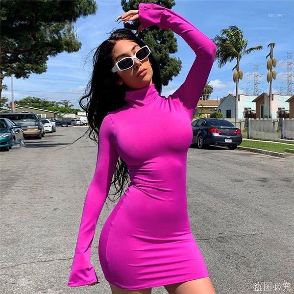 

fashion simple bag hip high collar long sleeve tight miniskirt fold dress spring and autumn women's dress1, Black;gray