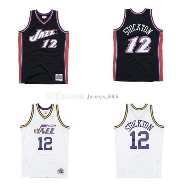 

men's basketball utah jazz women youth abc 12 john stockton mitchell & ness 1998-99 hardwoods classics authentic jersey, Black;red