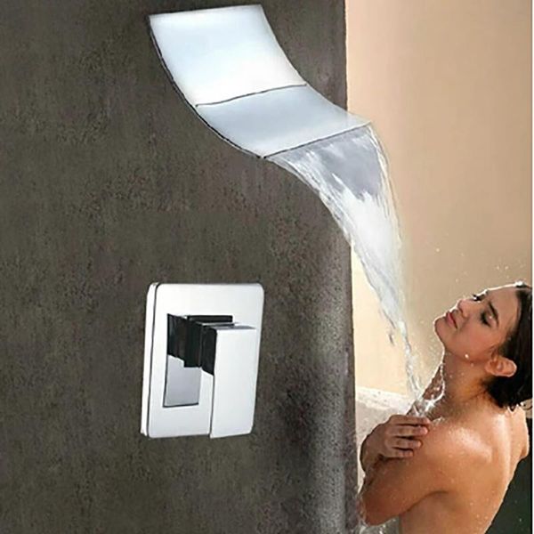 

becola modern bathroom waterfall shower set faucet with shower headhand shower wall mounted copper bbyscx