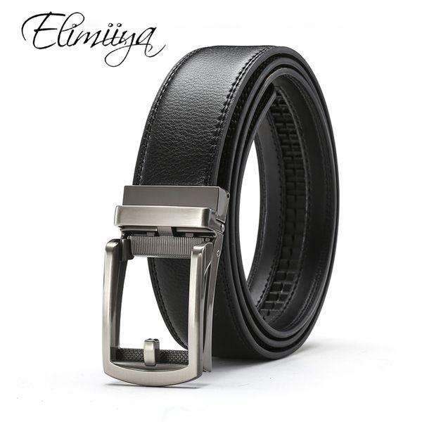 

elimiiya cow genuine leather luxury strap male belts for men new fashion classic vintage automatic buckle men belt t200427, Black;brown