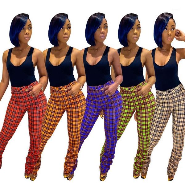 

women's pants & capris zoctuo women plaid casual trousers mid waist stacked jogger 2021 fashion summer button ruched sweatpants trouser, Black;white