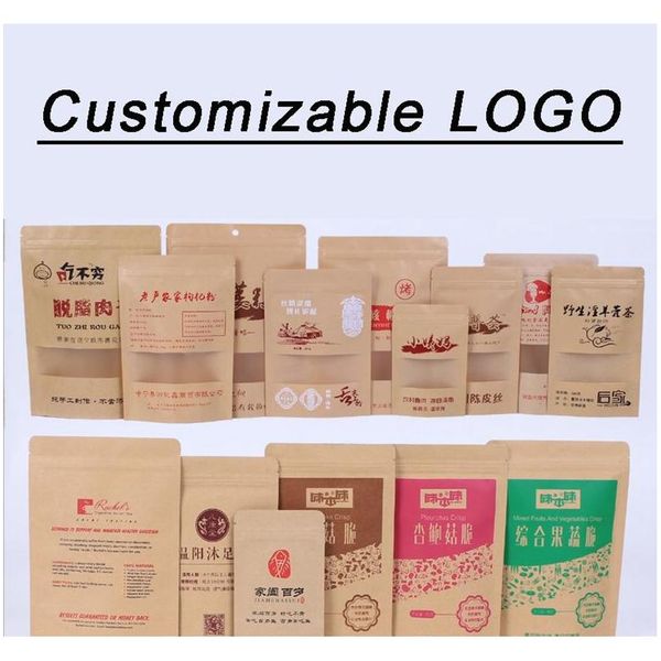 

11 sizes brown kraft paper stand-up bags heat sealable resealable zip pouch inner foil food storage packaging bag with wmtqzj pthome