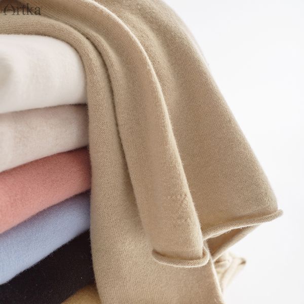 

artka 2019 autumn winter new women sweater multicolor 100% pure wool sweater turtleneck pullover wool knitted sweaters yb11791d c1120, White;black
