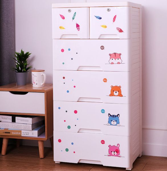 Großer Lagerschubladenschrank für Baby Plastik Kinder Spielzeugspeicher Organizer Schubladen Einfacher DIY -Kleiderschrank vier Schicht Schrank Y1116