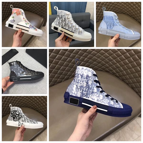 

high low platform sneakers obliques technical leather 19ss flowers technical casual shoes technical leather luxury shoes 36-44, Black