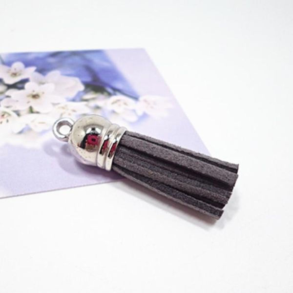 

30pcs 38mm mini silver hat leather tassels pendant jewelry curtain garments decorative accessories key bag pendant craft tassels h sqcptt