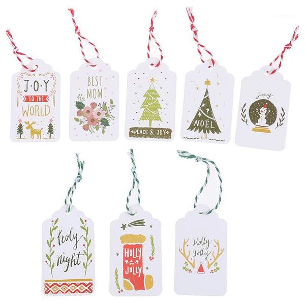

christmas decorations 50pcs/lot merry diy unique gift tags small card optional string craft label party decor1