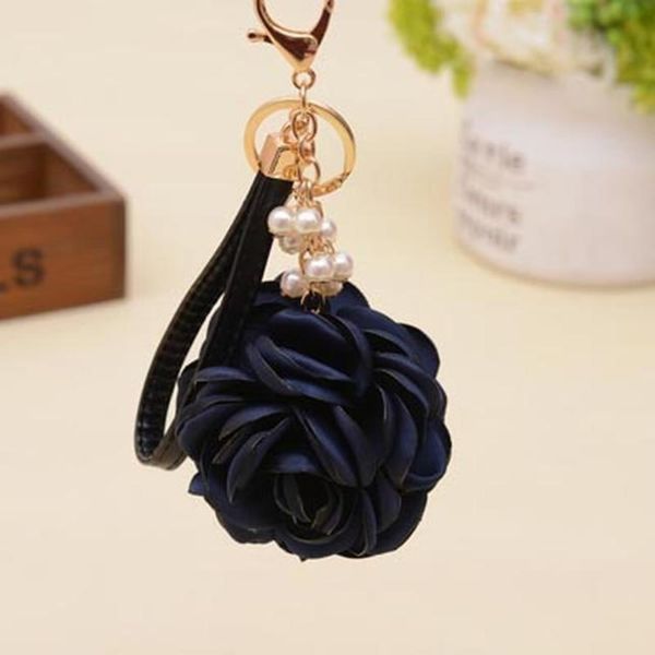 

12pcs dozen whole sale leather strap rose flower keychain bag pendant car ornaments charm for women buckle key ring eh590 c h jllglj
