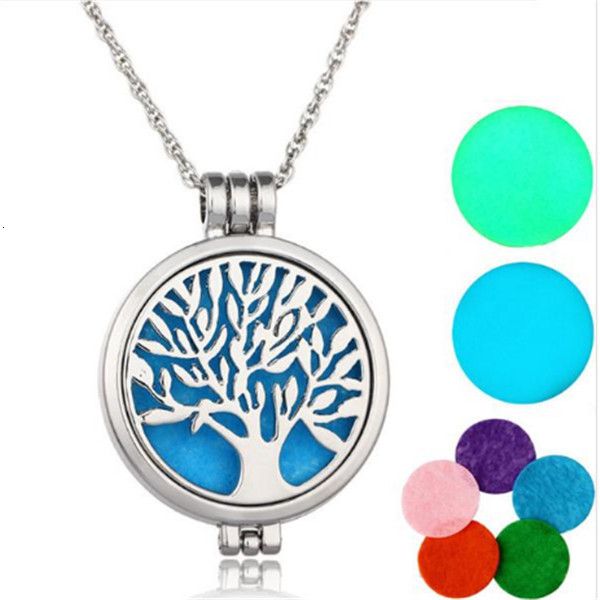

locket aromatherapy necklace with felt pads stainless steel jewelry pattern tree of life pendant oils essential diffuser4kau