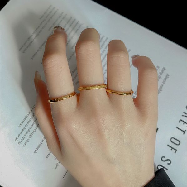 

3pcs/set titanium steel band ring fashion jewelry women's ring gold plated matte rings for women new design, Silver