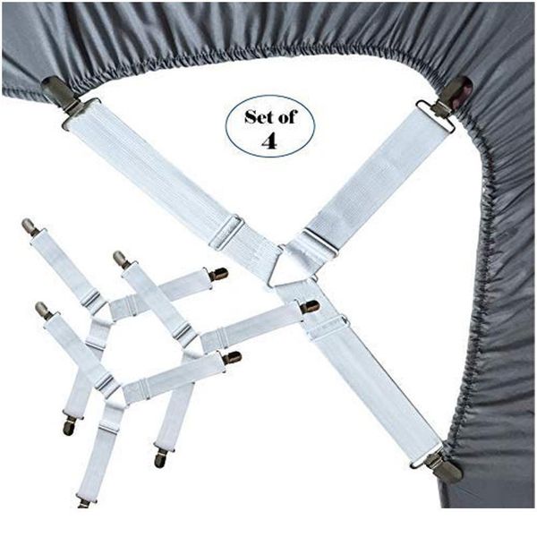 

4pcs grippers suspender cord hook loop clasps adjustable elastic mattress cover adjustable bed sheet fasteners straps h sqcnms