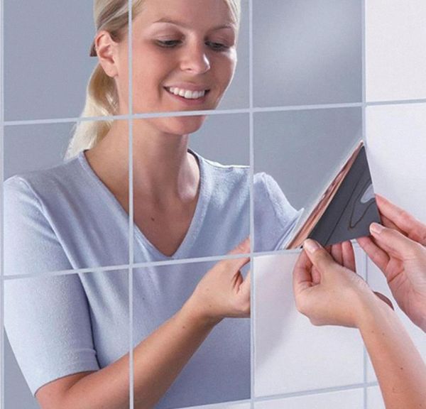 

9/16pcs mirror wall stickers flexible mirror sheets wall stickers self adhesive plastic tiles for home d bbyzro warmslove