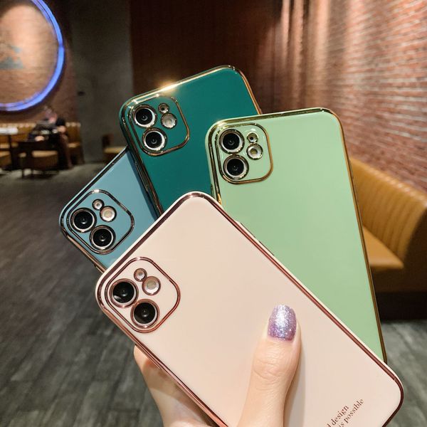 

10pcs luxury plating soft solid phone case for iphone 11 pro max xr xs max 6 7 8 plus se2 camera protection shockproof full capa