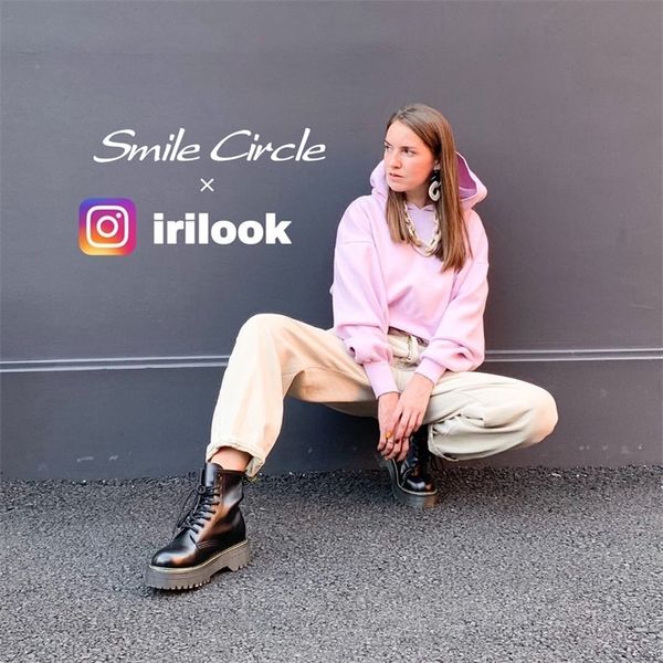 

smile circle size 35-42 flat platform women autumn winter fur fashion round toe lace-up leather boots ladies shoes y200115, Black