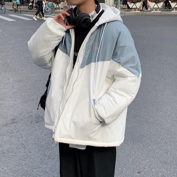 

men's down & parkas legible 2021 winter jacket men korean loose parka fashion thick warm solid mens jackets and coats, Black