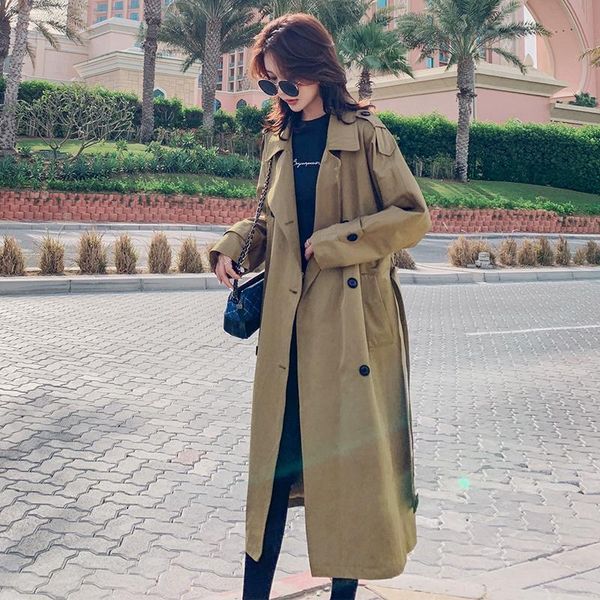 

nice spring coat women's tide fashion windbreaker women's casual long coat thin section sobrutudo autumn, Tan;black