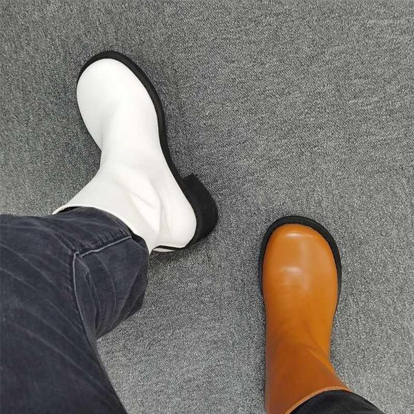 

boots busy gril z2022 brown, black, white, round head pu material fashionable women's boots1