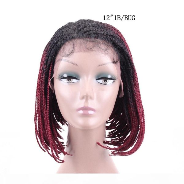 

afro lace braid wig kanekalon hair bob lace wig with cochet braid, Black
