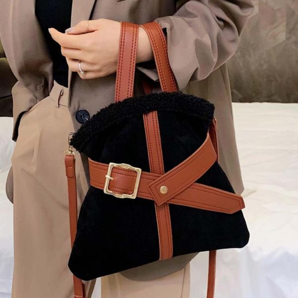 

cross body contrast color tote bucket bag 2021 quality matte pu leather women's designer handbag high capacity shoulder messenger