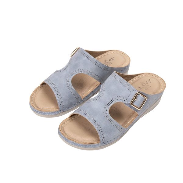 

lady slippers flip flops wedges pu leather sandals women shoes beach sandals slides buckle casual shoes non slip drop shipping #vt2x, Black