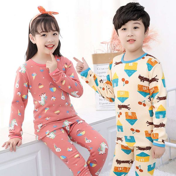 

set underwear children's with plush warm thickened winter baby's cloth and autumn trousers, Blue;red