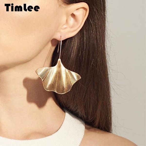 

dangle & chandelier timlee e298 personality originality exaggeration leaf alloy drop earring jewelry wholesale, Silver
