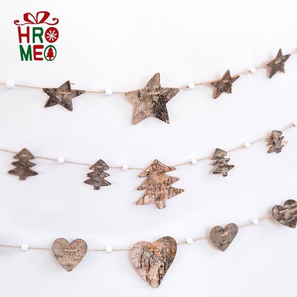 

christmas decorations 1.6m hanging beaded string natural birch bark and flags