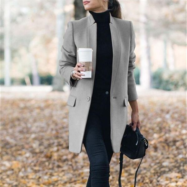 

2019 women's winter officewear long blazer large wool coat warm long korean elegant wine cape grey coat cardigan overcoat y1120, Black