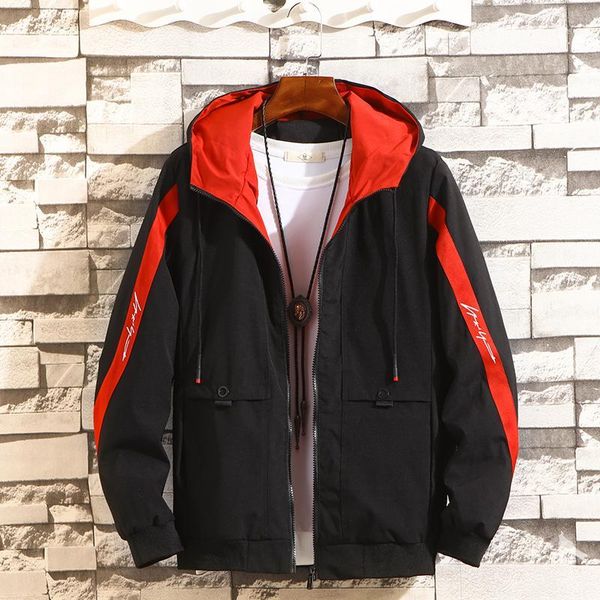 

men's hooded jacket spring and autumn jacket slim fashion trend zipper shirt windbreaker sportswear streetwear bomber1, Black;brown