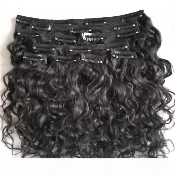 

brazilian virgin hair clip in human hair extensions body wave hair weft natural black color 9pcs 1set, Black;brown