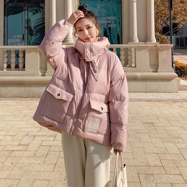 

2020 winter new small down women's korean loose and thickened short cotton padded bread jacket, Black