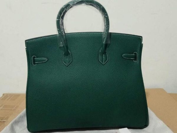 

realfine888 bags 3a perkin 20-25-30-35-40cm taurillon grainy leather emerald color totes handbag lock and keys double handles purse with dus