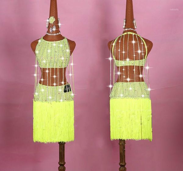 

new latin dance dress women professional fringed skirt whole body rhinestones dazzling ballroom competition clothes1, Black;red