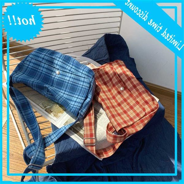 

summer new plaid cloth large capacity single shoulder casual girl style messenger bag